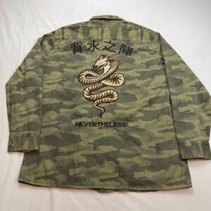 Mango Man Camo Snake Embroidered Utility Jacket Military Style Green Size Medium